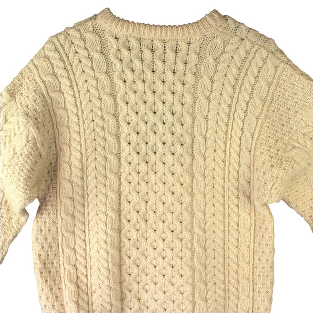 Blarney Woolen Mills Sweater Sz M Beige Pullover Wool Ireland Chunky Fisherman - Picture 6 of 13